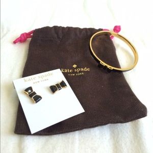 Kate Spade black bow bangle & earrings